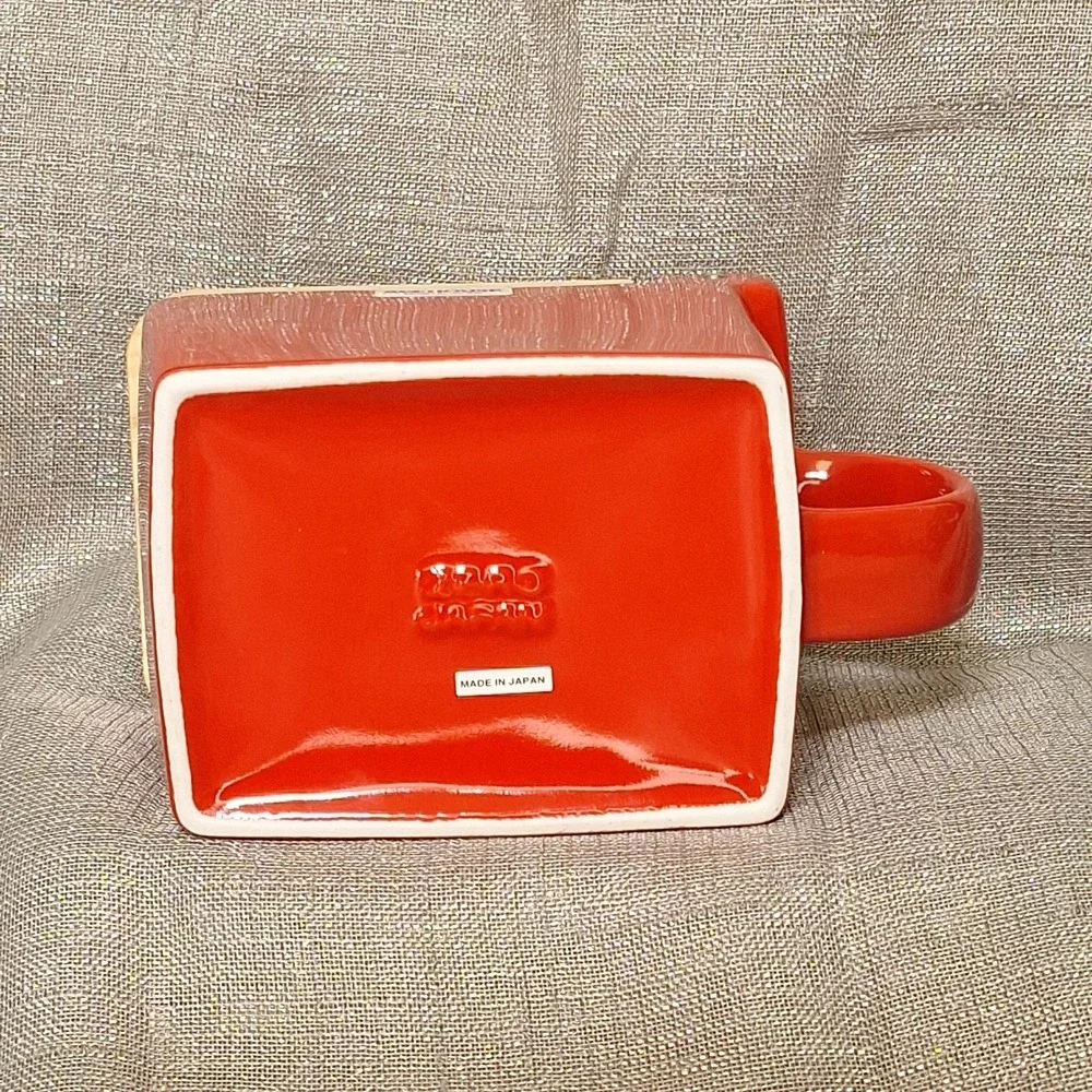 Zero Japan Red Ceramic Salt Box Cellar Wood Hinoki Lid Handle Kitchen Canister